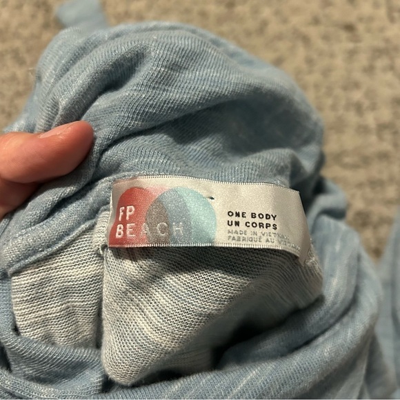 Free People FP Beach Dolman Blue Cotton Cowl Neck Long Sleeve Sweater Size OS - Picture 6 of 9